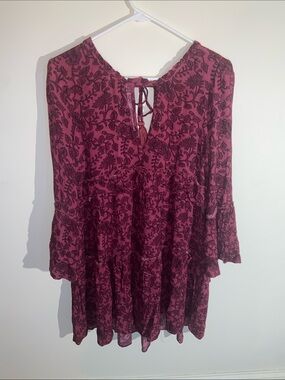 American Eagle Boho Dress w/ Bell Sleeves& Tie detail Size M